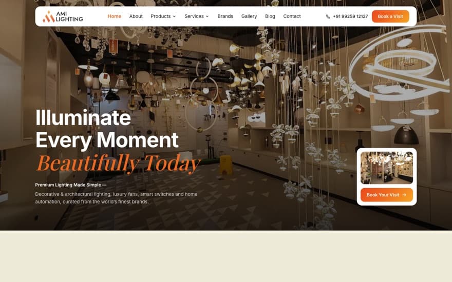 AMI Lighting website built by JK Tech Hub