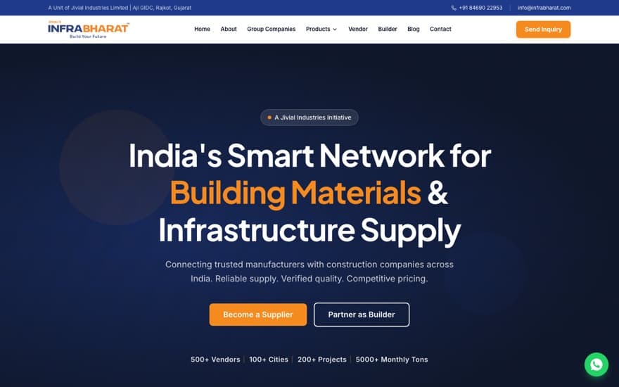 Infra Bharat website built by JK Tech Hub