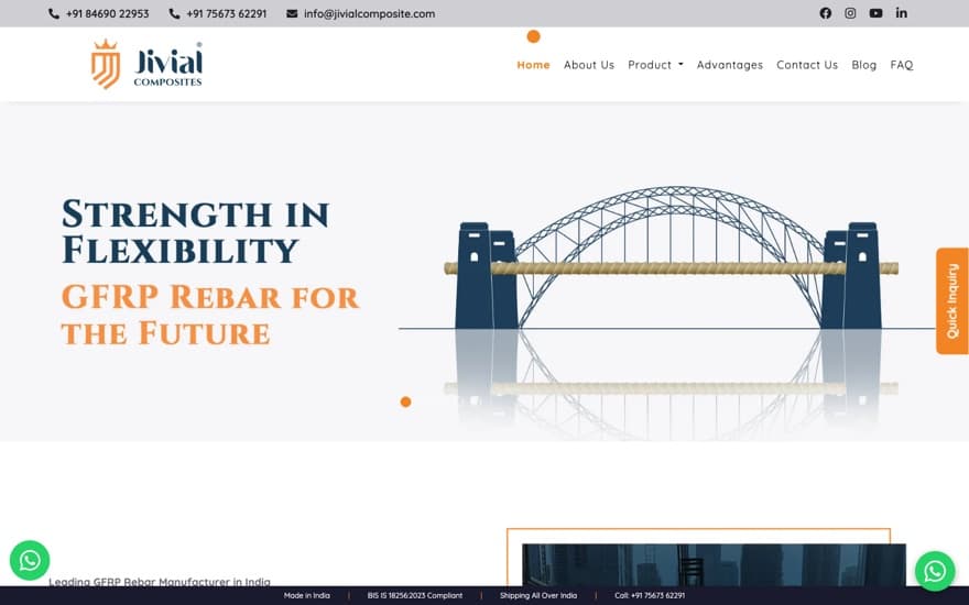 Jivial Composites website built by JK Tech Hub