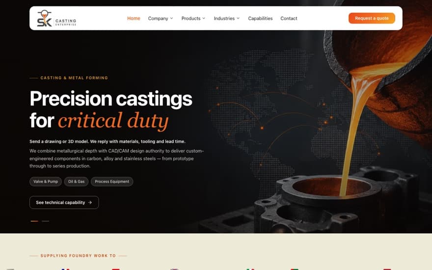 SK Casting Enterprise website built by JK Tech Hub