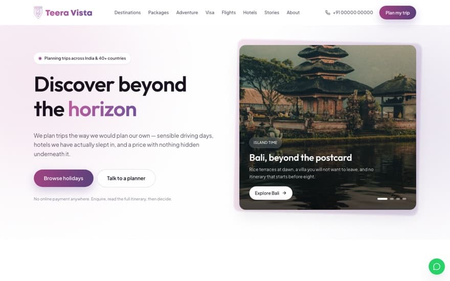 Teera Vista website built by JK Tech Hub