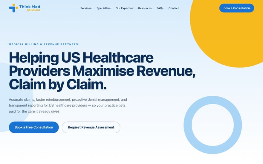 Think Med Solutions website built by JK Tech Hub
