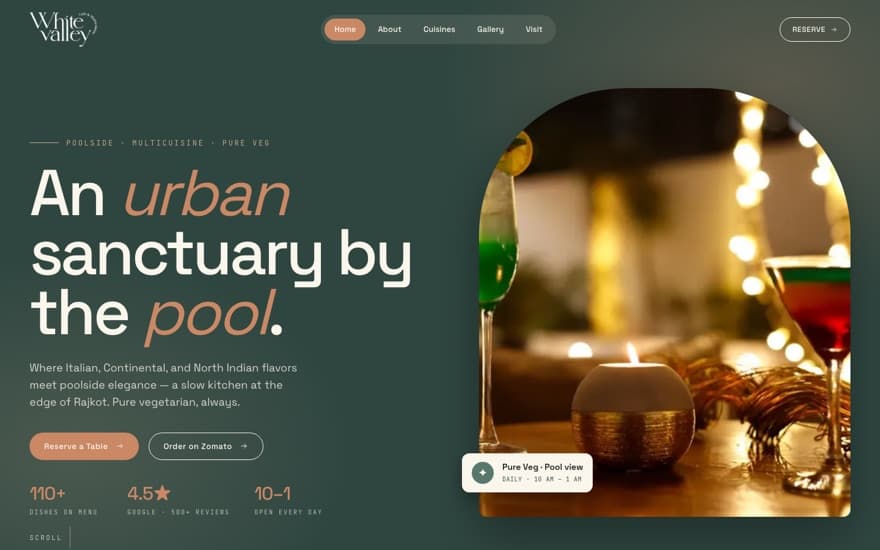 White Valley Cafe website built by JK Tech Hub